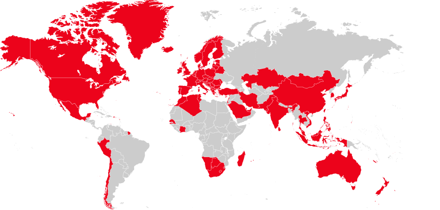 Map of countries accepting ATA Carnets